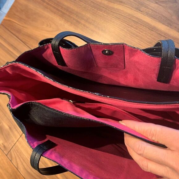 Betsey Johnson Black Tote with Pink Interior - Picture 7 of 14